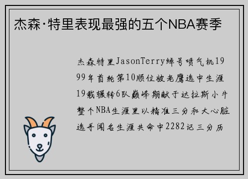 杰森·特里表现最强的五个NBA赛季